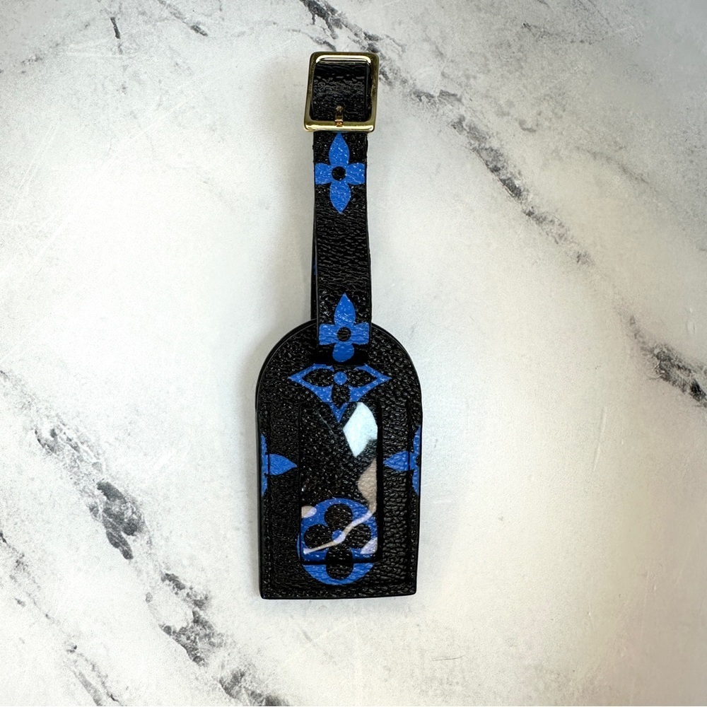 Louis Vuitton Luggage Tag black/blue Monogram Small GHW LV - Picture 3 of 8